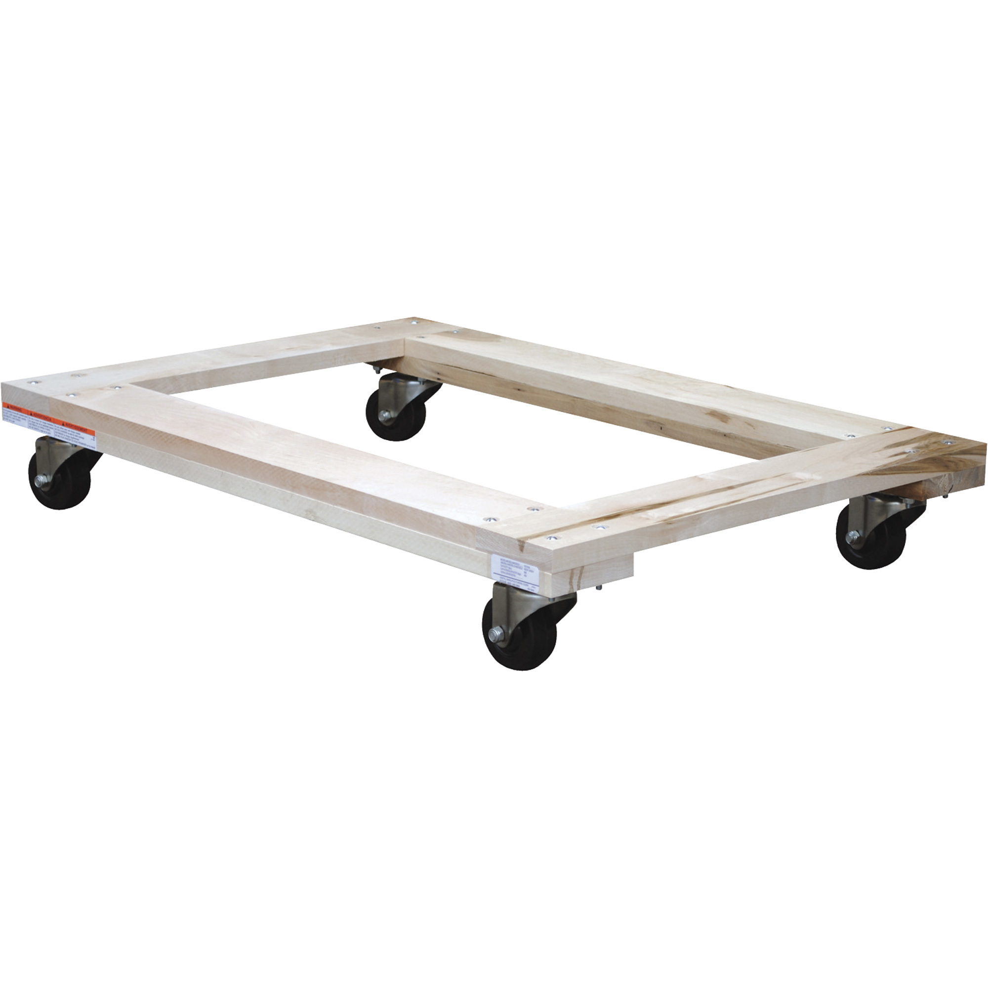 Vestil Open-Deck Hardwood Dolly - 24in. x 36in., 1,200-Lb. Capacity, Rubber Casters, Model# HDOF-2436-12